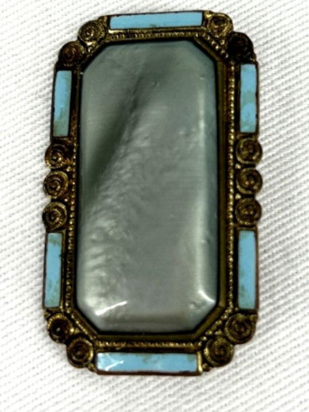 Art Deco Brooch Mottled Gray Lucite Pin Rectangle 1.75 Antique